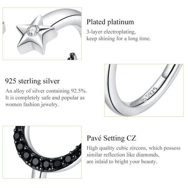 "Sylvory 925 Sterling Silver Moon and Starlight Ring"
