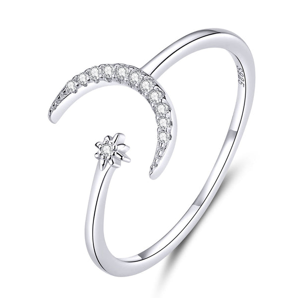 "Sylvory 925 Sterling Silver Moon and Starlight Ring"