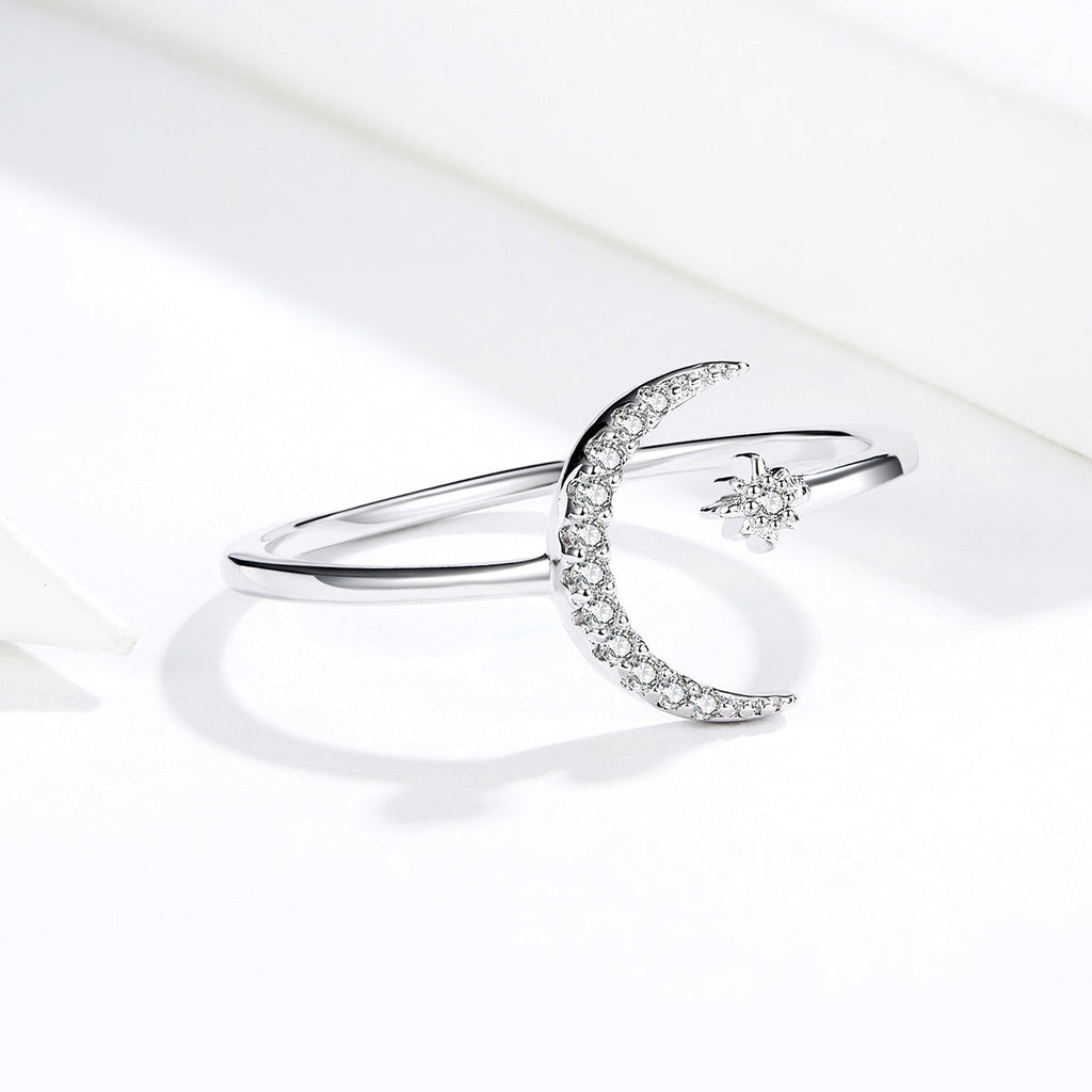 "Sylvory 925 Sterling Silver Moon and Starlight Ring"