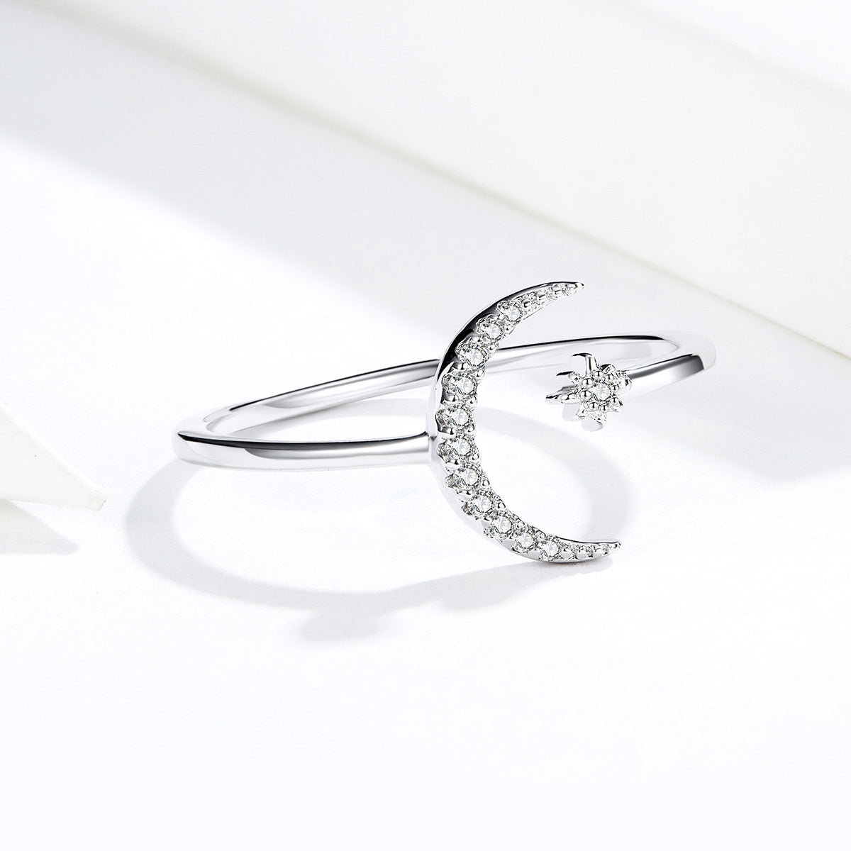 "Sylvory 925 Sterling Silver Moon and Starlight Ring"
