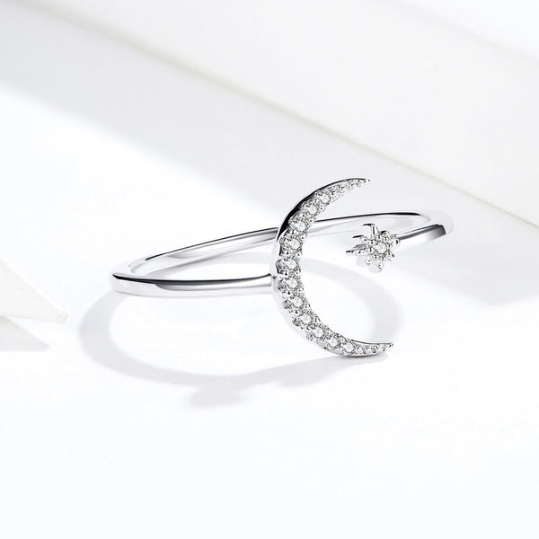 "Sylvory 925 Sterling Silver Moon and Starlight Ring"