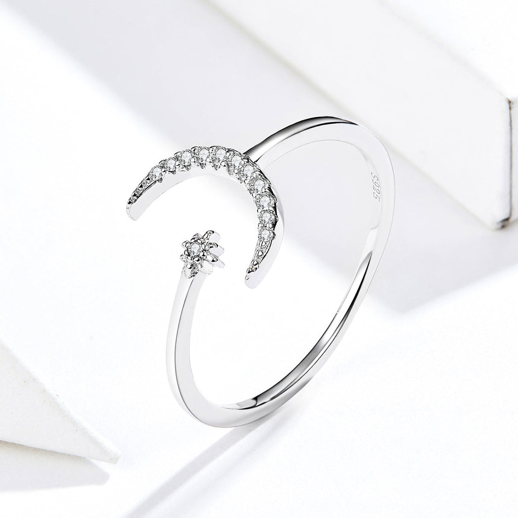 "Sylvory 925 Sterling Silver Moon and Starlight Ring"