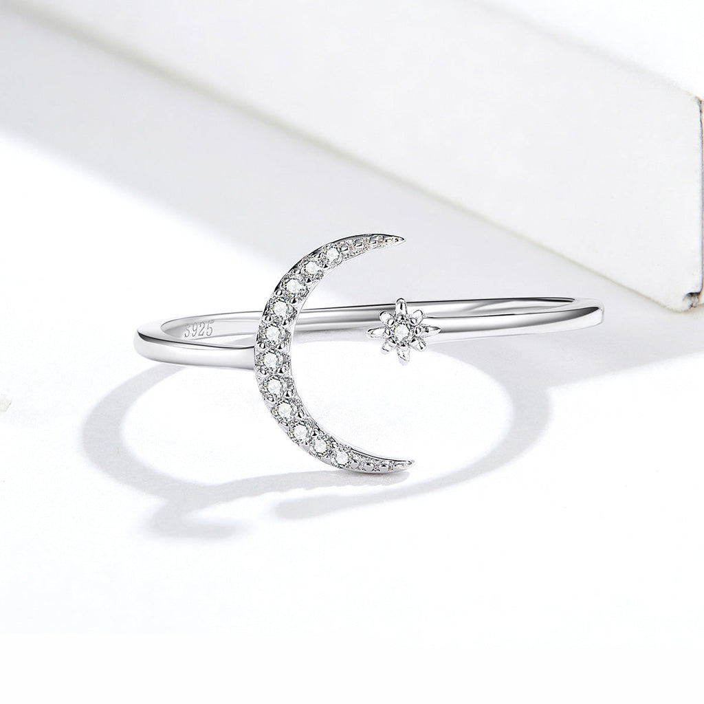 "Sylvory 925 Sterling Silver Moon and Starlight Ring"
