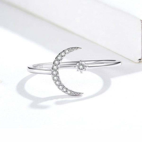 "Sylvory 925 Sterling Silver Moon and Starlight Ring"