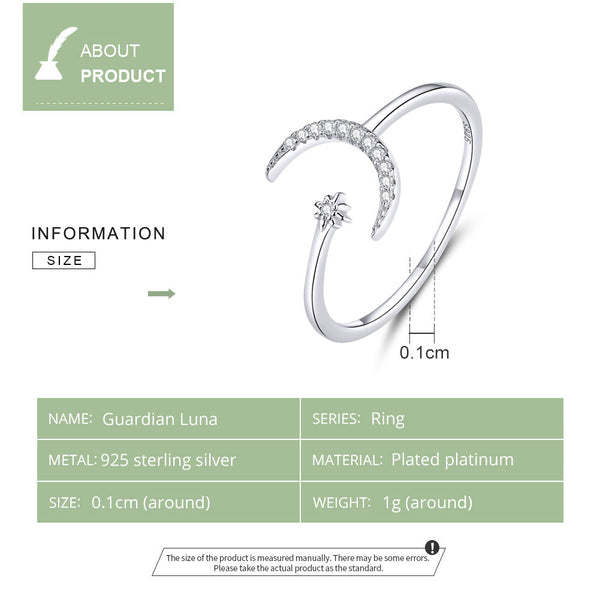 "Sylvory 925 Sterling Silver Moon and Starlight Ring"
