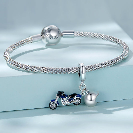 "Sylvory 925 Sterling Silver Motorbike Marvel Charm"
