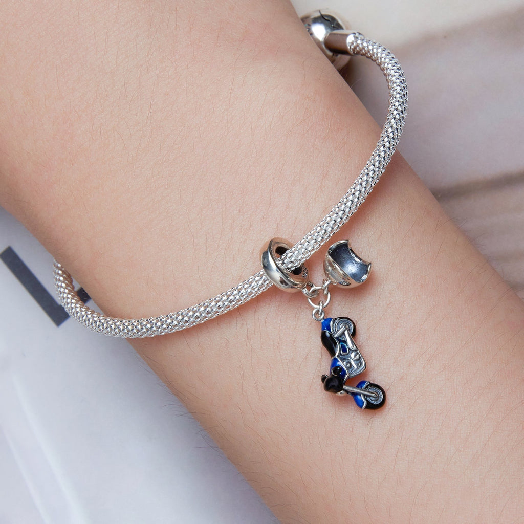 "Sylvory 925 Sterling Silver Motorbike Marvel Charm"