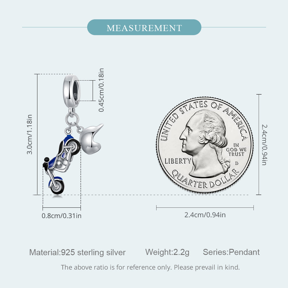 "Sylvory 925 Sterling Silver Motorbike Marvel Charm"