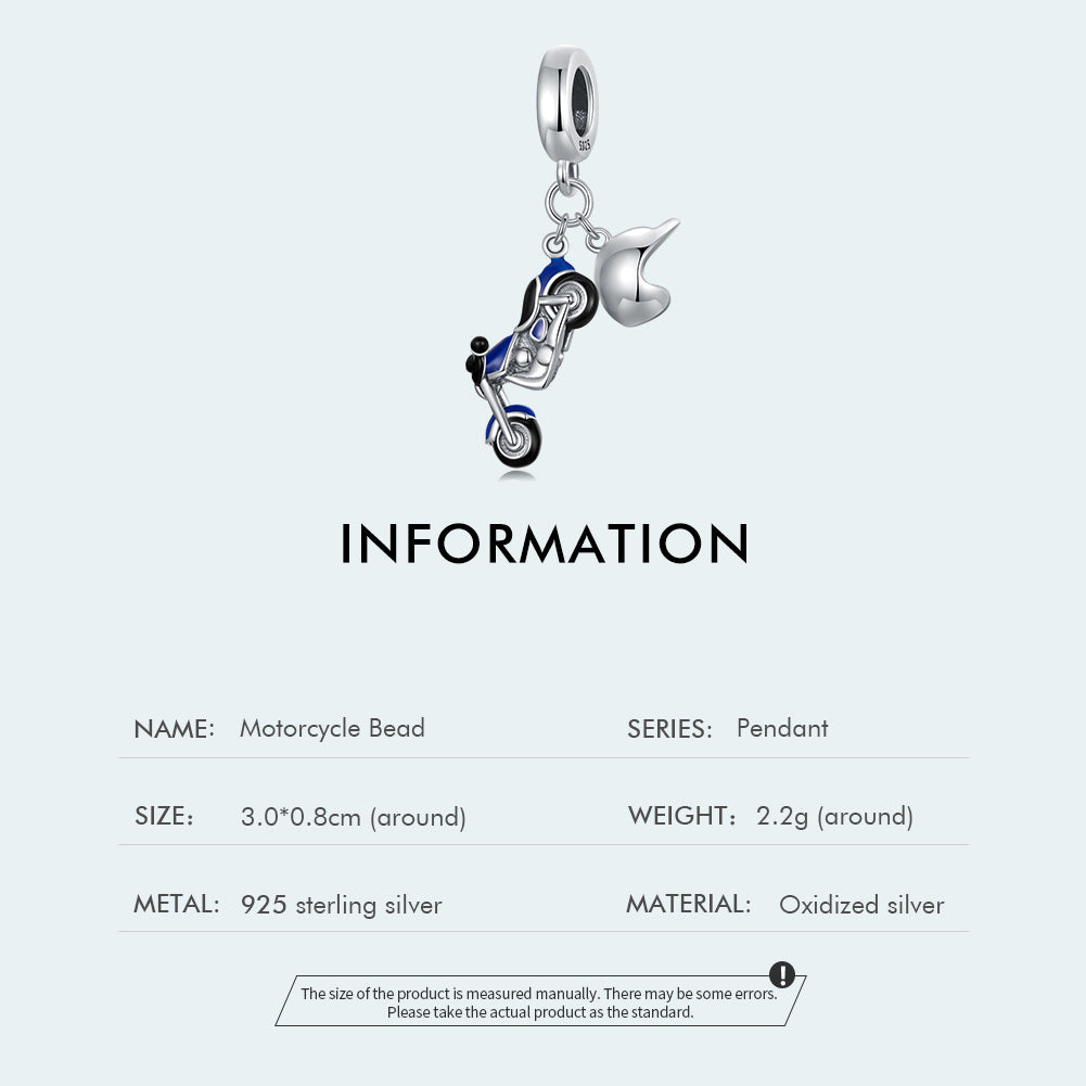 "Sylvory 925 Sterling Silver Motorbike Marvel Charm"