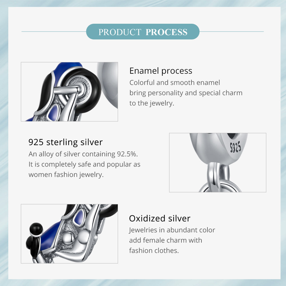 "Sylvory 925 Sterling Silver Motorbike Marvel Charm"