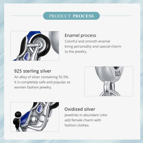 "Sylvory 925 Sterling Silver Motorbike Marvel Charm"