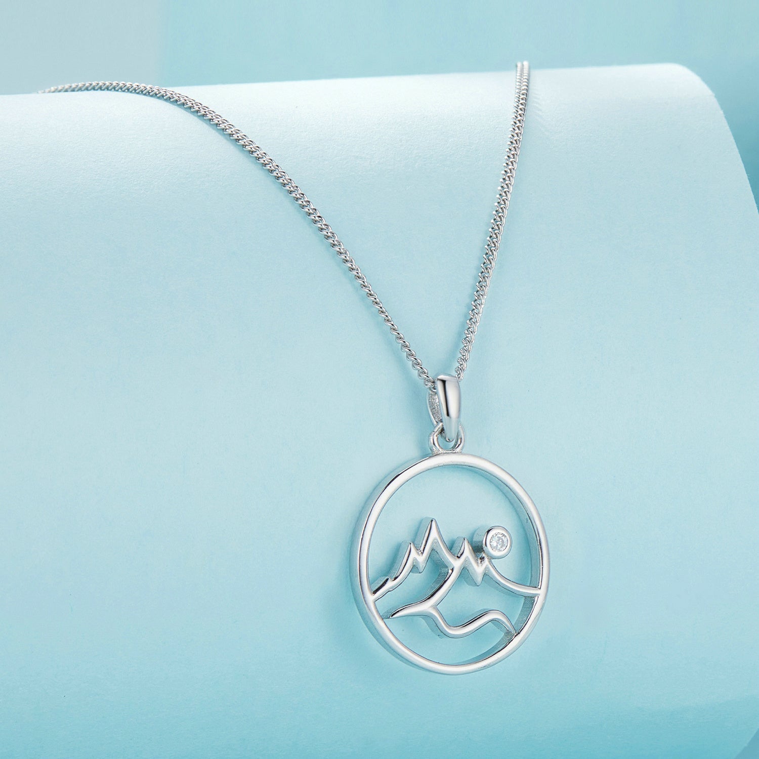 "Sylvory 925 Sterling Silver Mountain Peak Necklace"