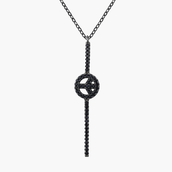 Silver Obsidian Peace Necklace in 925 Sterling Silver by Sylvory