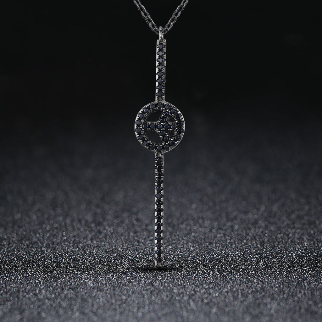 "Sylvory 925 Sterling Silver Obsidian Peace Necklace"
