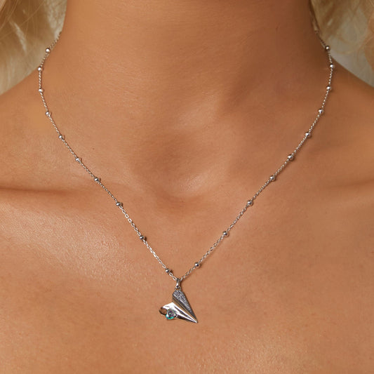 "Sylvory 925 Sterling Silver Paper Plane Necklace"