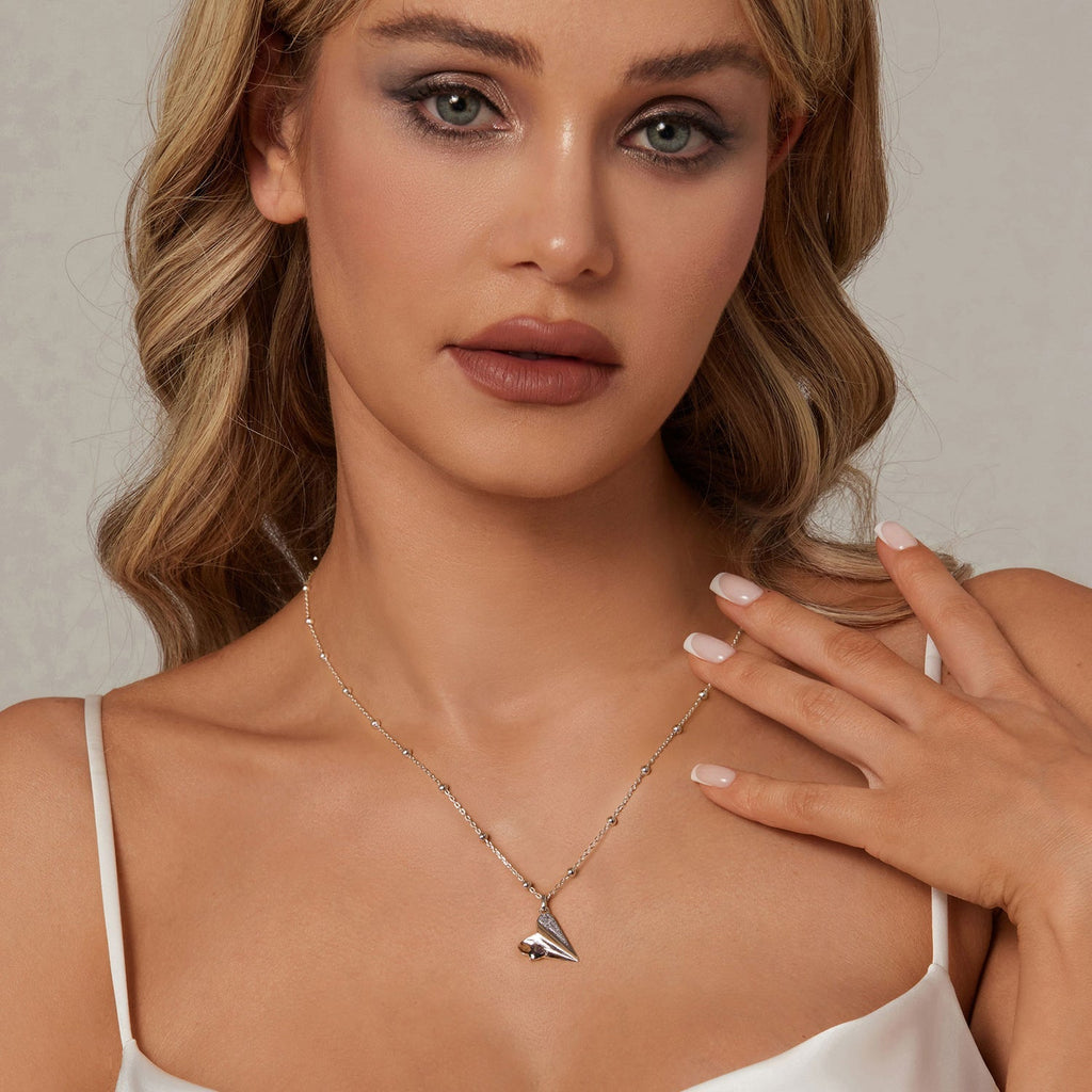 "Sylvory 925 Sterling Silver Paper Plane Necklace"