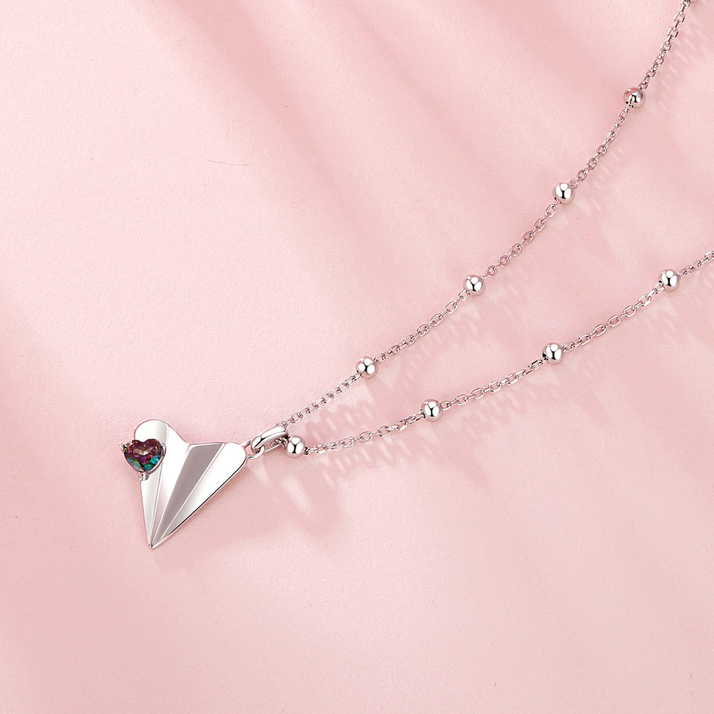 "Sylvory 925 Sterling Silver Paper Plane Necklace"
