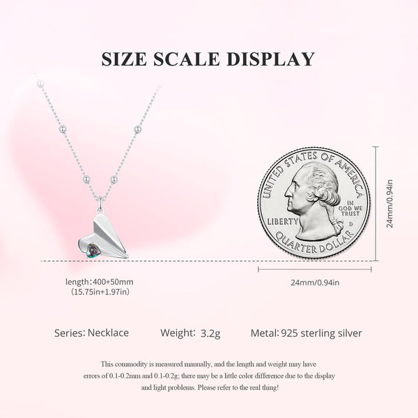 "Sylvory 925 Sterling Silver Paper Plane Necklace"