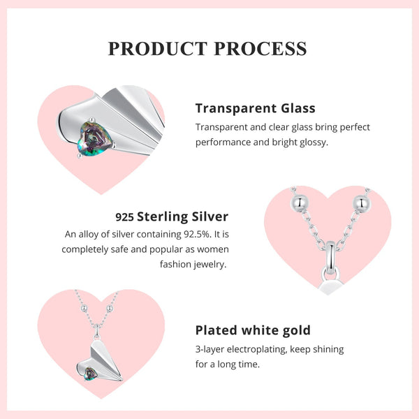 "Sylvory 925 Sterling Silver Paper Plane Necklace"