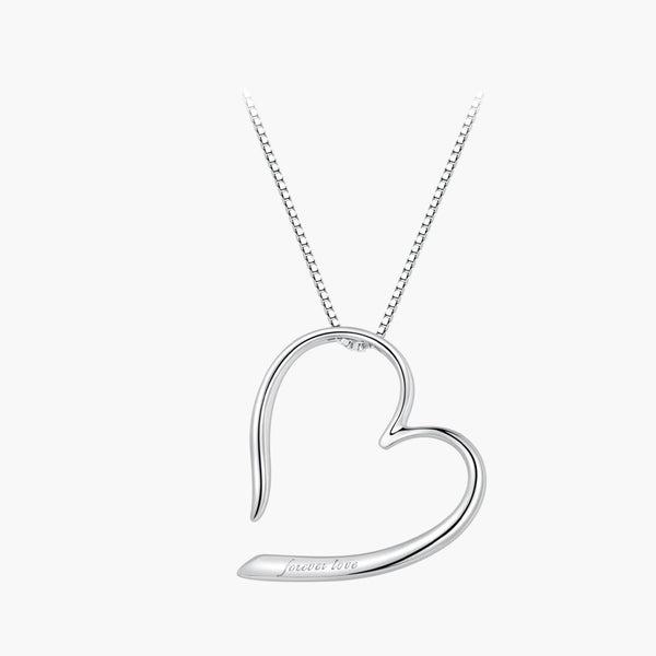 Silver Partial Heart Necklace in 925 Sterling Silver by Sylvory