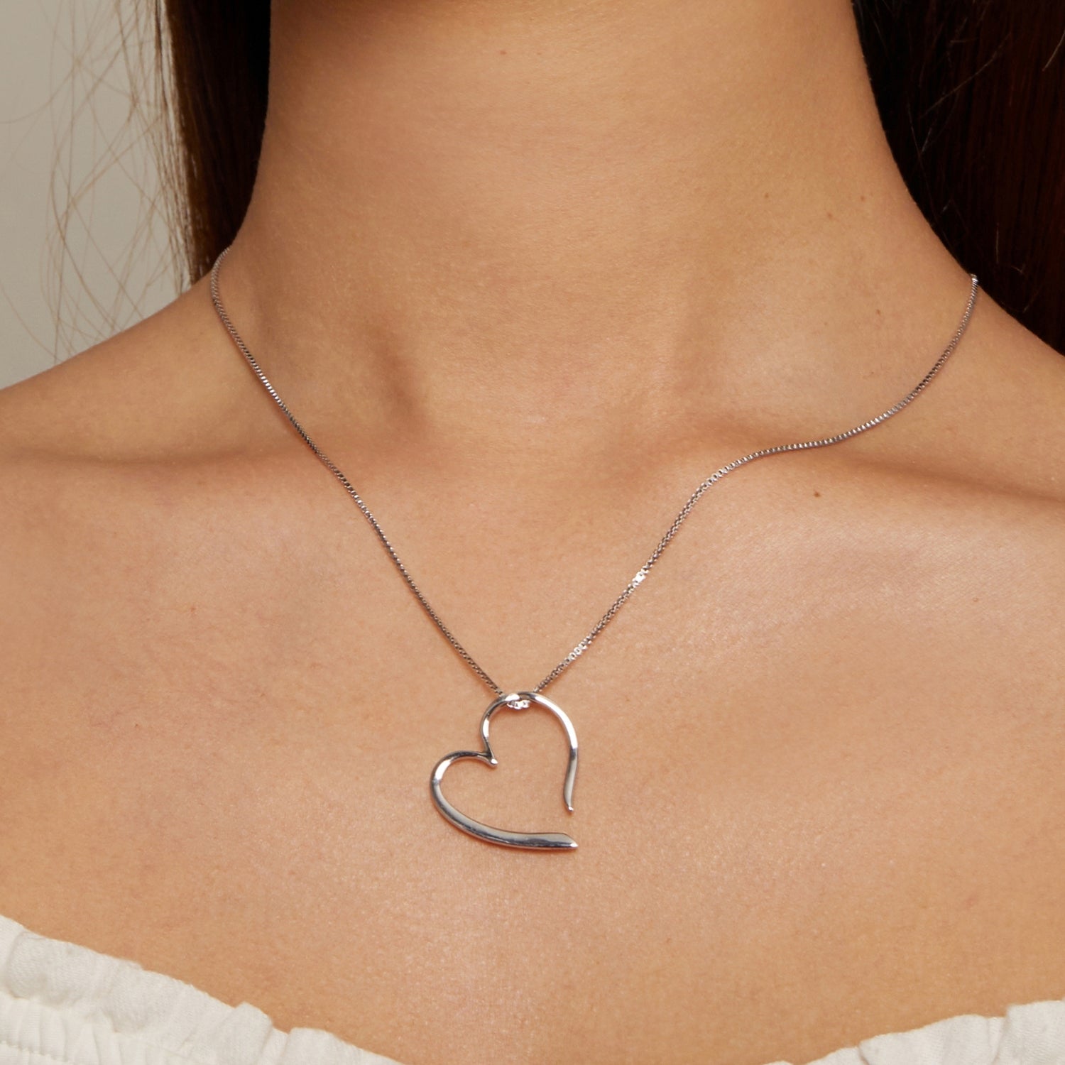 Silver Partial Heart Necklace Secondary image