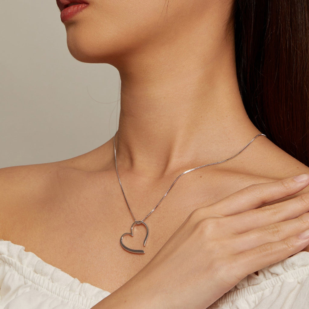 "Sylvory 925 Sterling Silver Partial Heart Necklace"