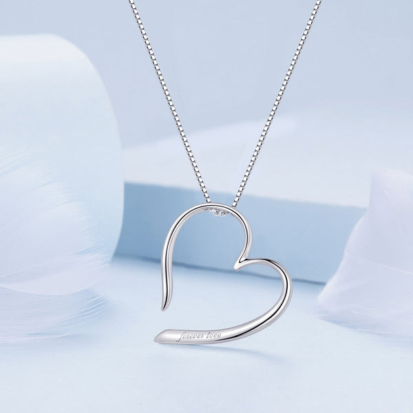 "Sylvory 925 Sterling Silver Partial Heart Necklace"