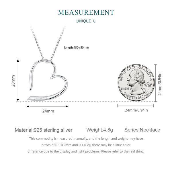 "Sylvory 925 Sterling Silver Partial Heart Necklace"