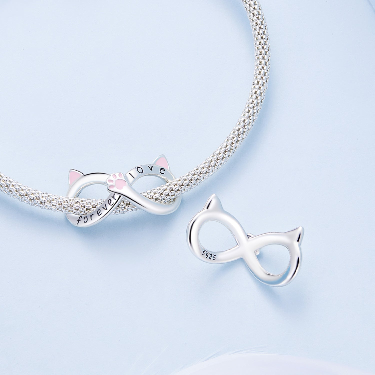 "Sylvory 925 Sterling Silver Pawfinity Ears Charm"