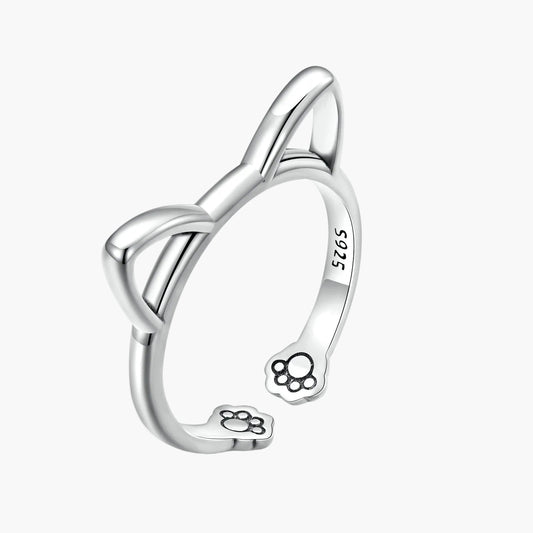 "Sylvory 925 Sterling Silver Pawsome Kitty Ring"