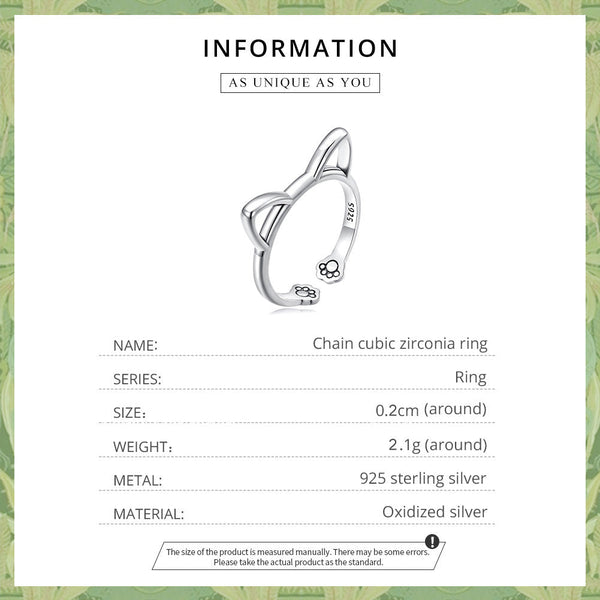 "Sylvory 925 Sterling Silver Pawsome Kitty Ring"