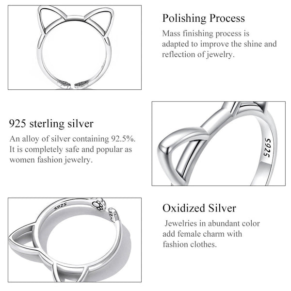 "Sylvory 925 Sterling Silver Pawsome Kitty Ring"