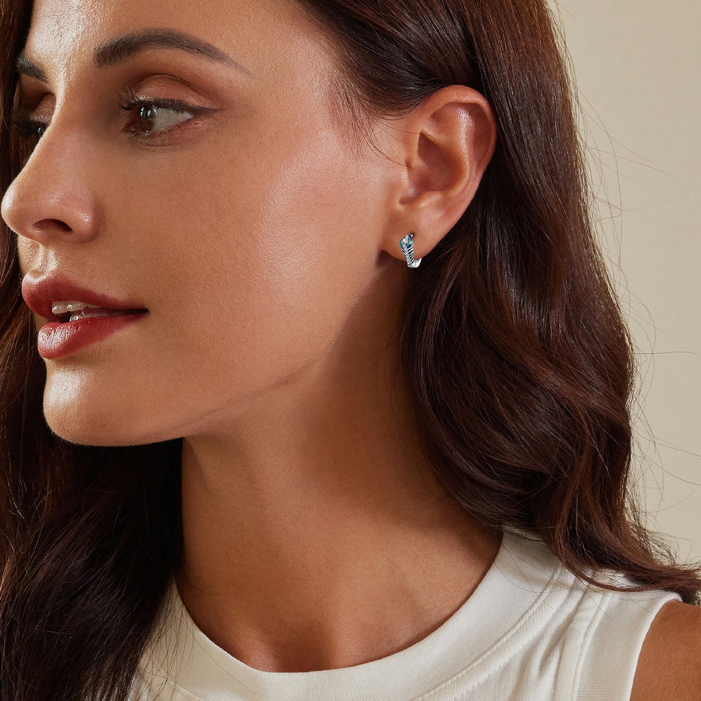 "Sylvory 925 Sterling Silver Peacock Elegance Huggie Hoops"