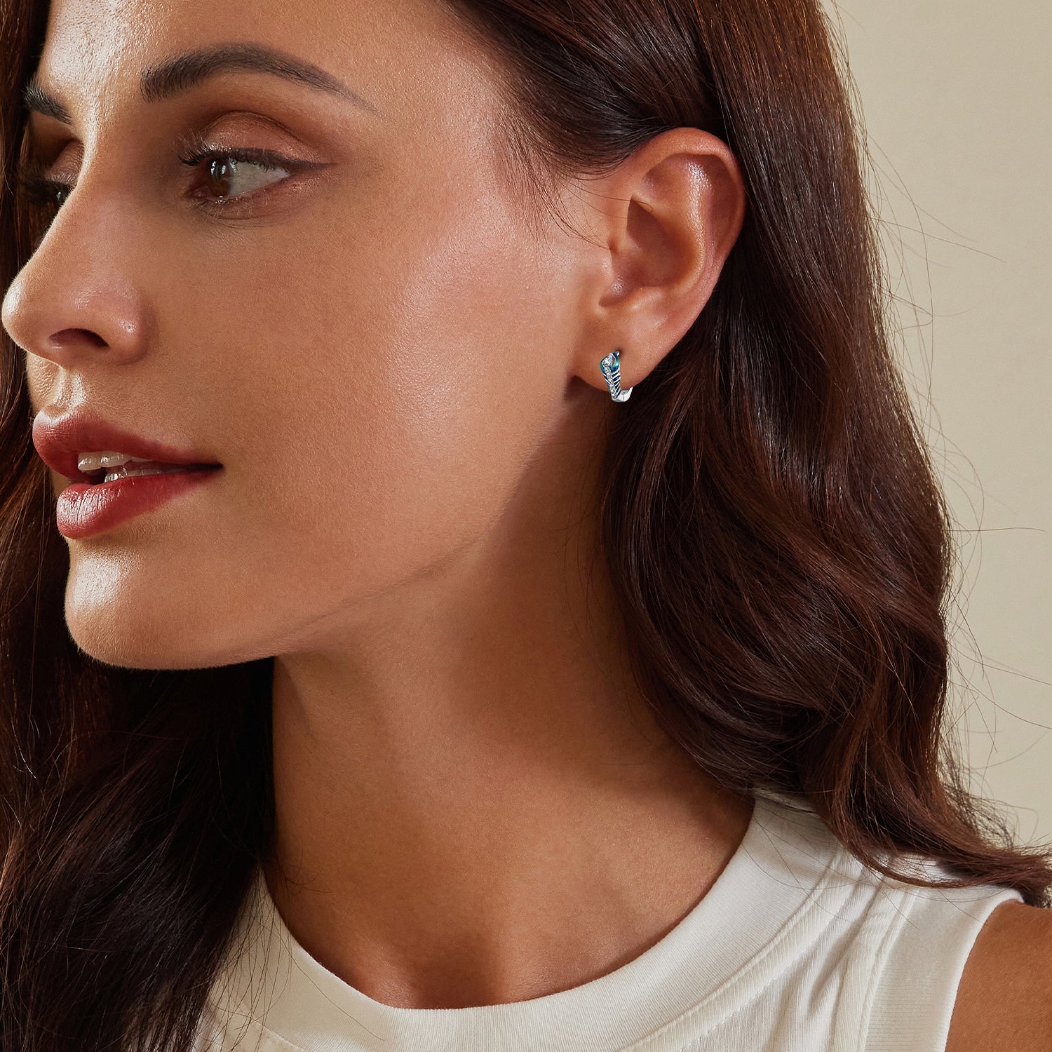 "Sylvory 925 Sterling Silver Peacock Elegance Huggie Hoops"