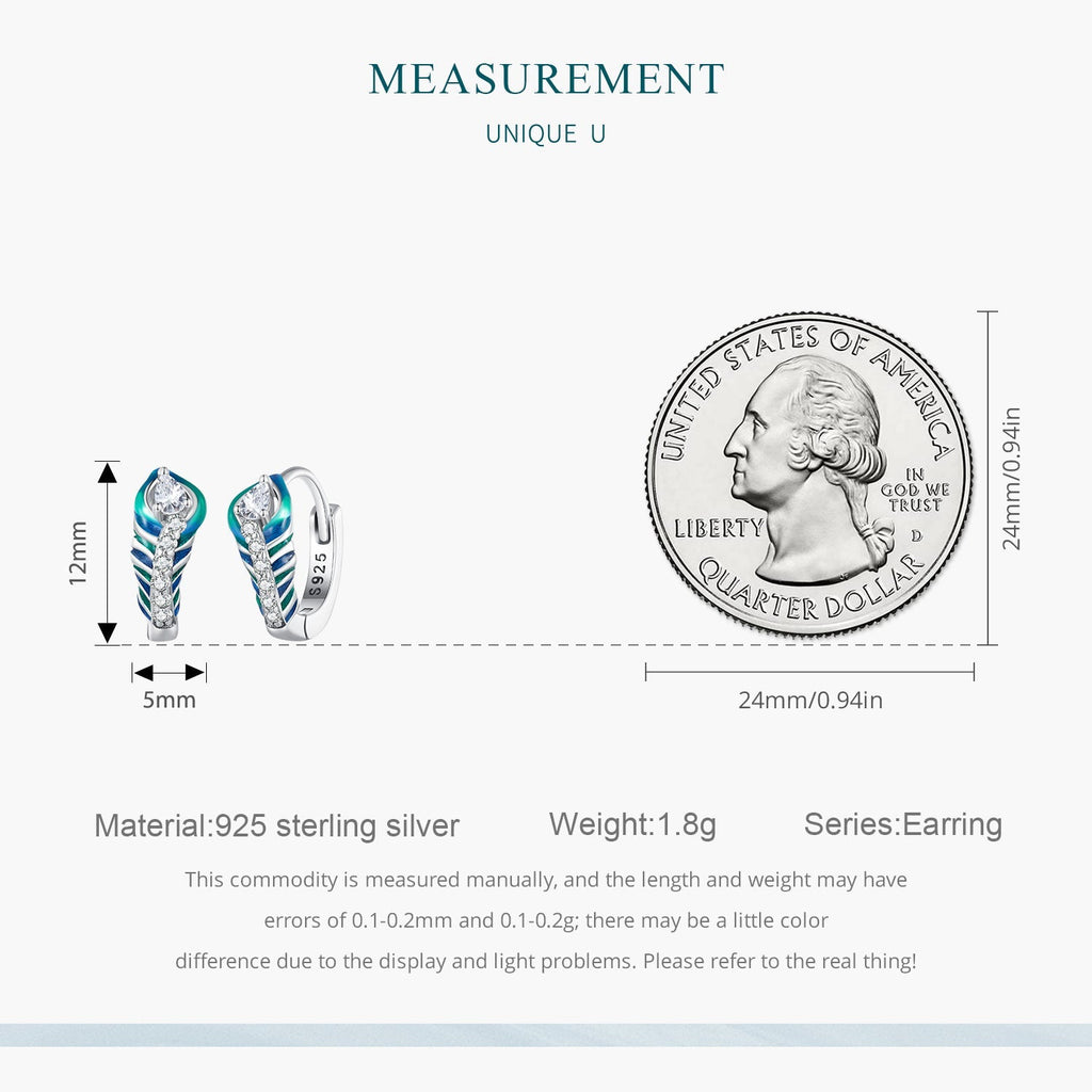 "Sylvory 925 Sterling Silver Peacock Elegance Huggie Hoops"