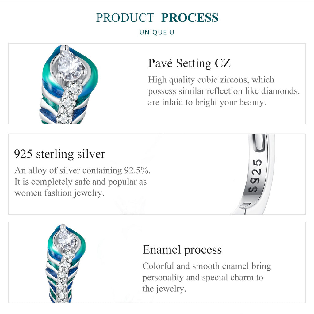 "Sylvory 925 Sterling Silver Peacock Elegance Huggie Hoops"