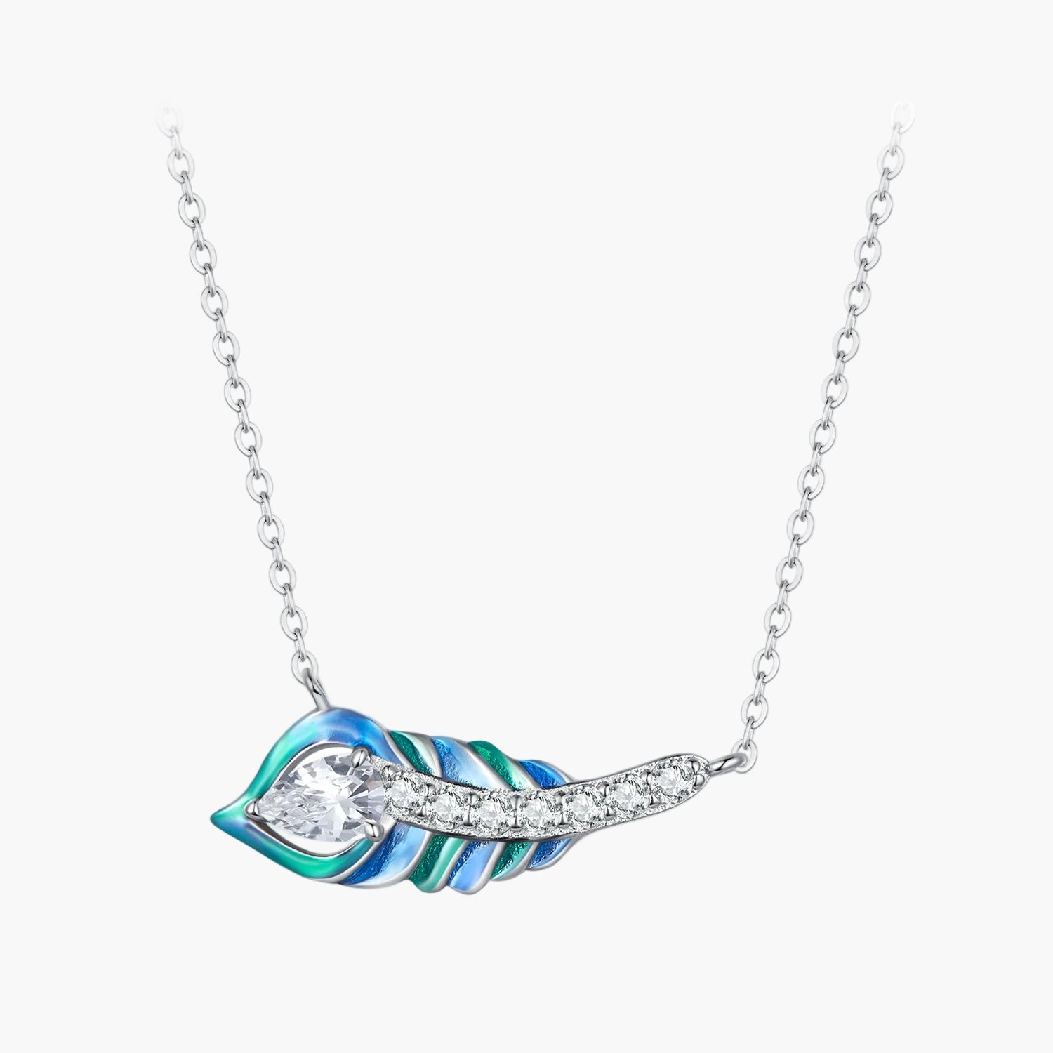 "Sylvory 925 Sterling Silver Peacock Elegance Necklace" Main image