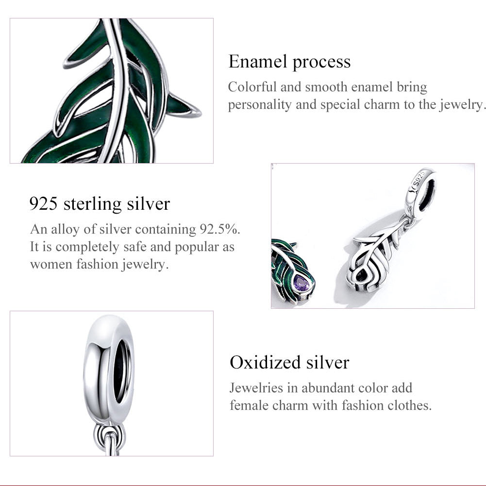 "Sylvory 925 Sterling Silver Peacock's Pride Charm"