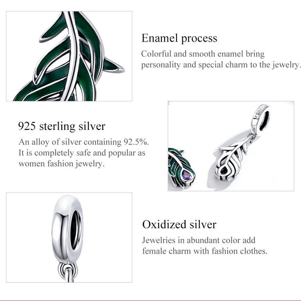 "Sylvory 925 Sterling Silver Peacock's Pride Charm"