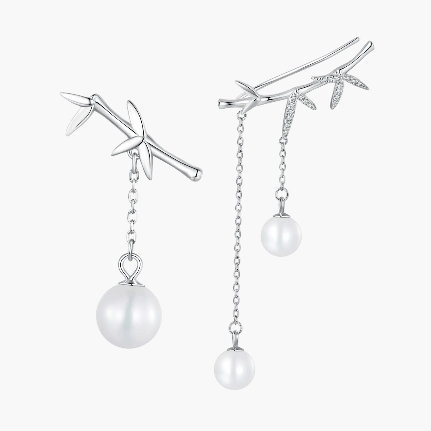 "Sylvory 925 Sterling Silver Pearl Adorned Branches Earrings" Main image
