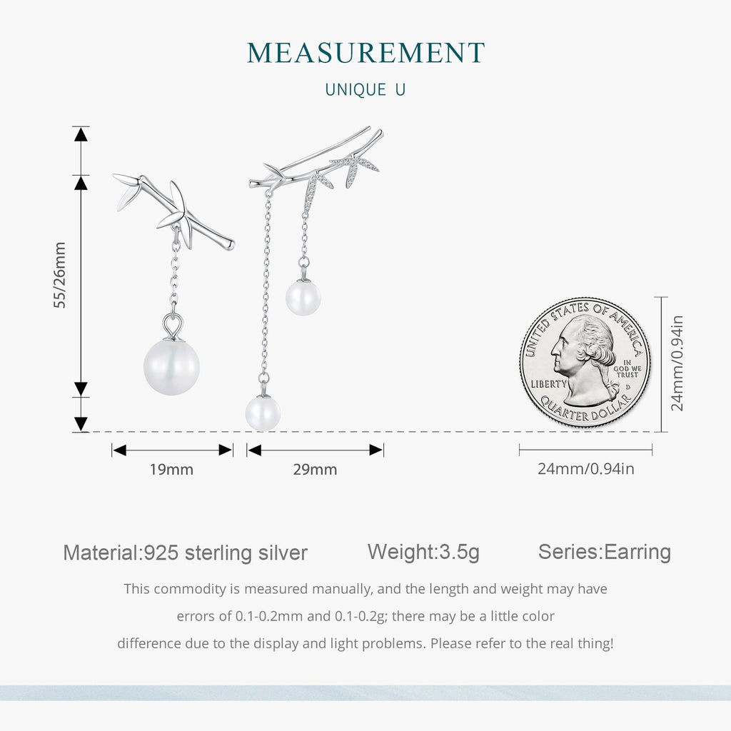 "Sylvory 925 Sterling Silver Pearl Adorned Branches Earrings"