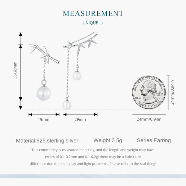 "Sylvory 925 Sterling Silver Pearl Adorned Branches Earrings"