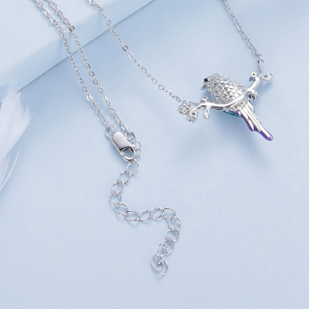 "Sylvory 925 Sterling Silver Perched Songbird Necklace"