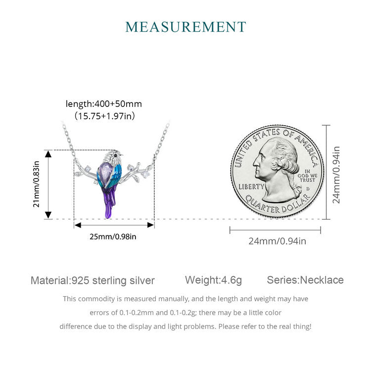 "Sylvory 925 Sterling Silver Perched Songbird Necklace"