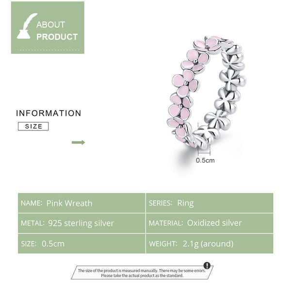 "Sylvory 925 Sterling Silver Pink Floral Delight Ring"