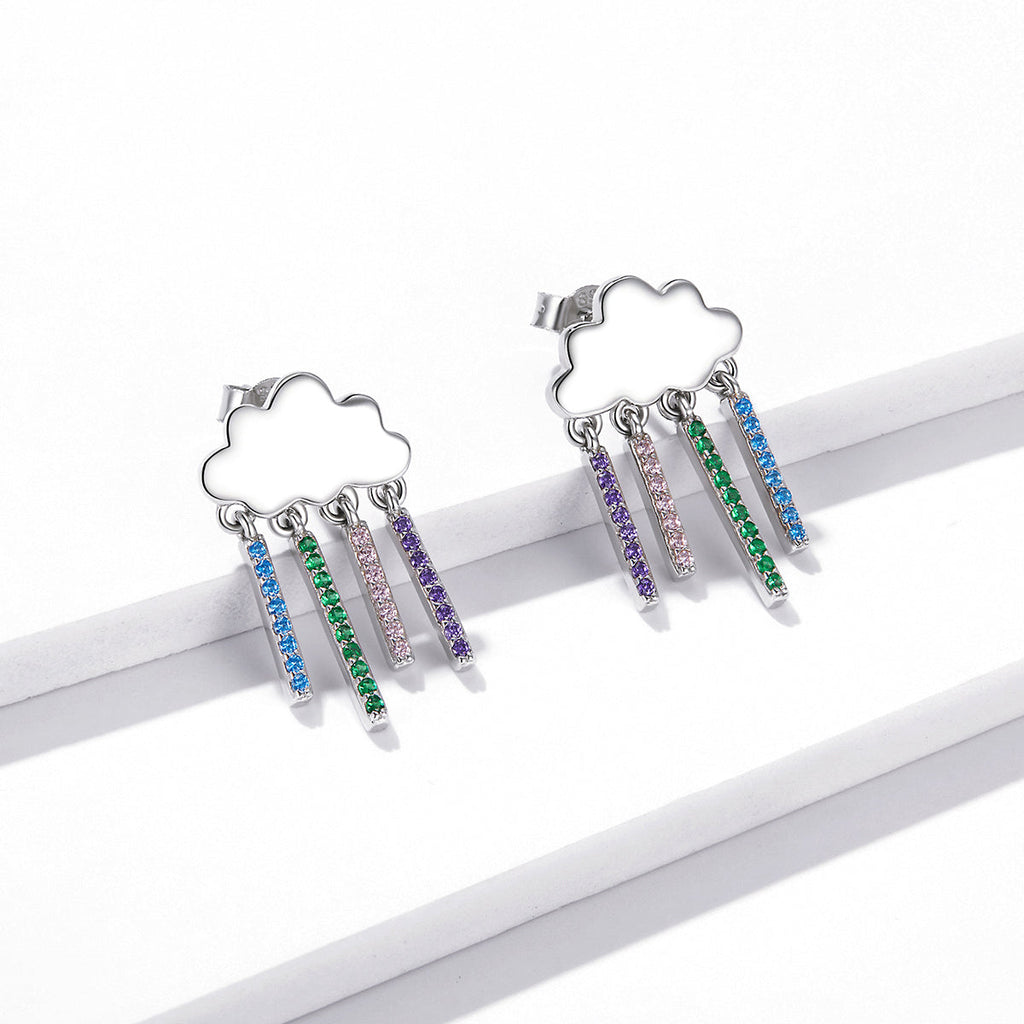 "Sylvory 925 Sterling Silver Prismatic Cloud Dangle Earring"