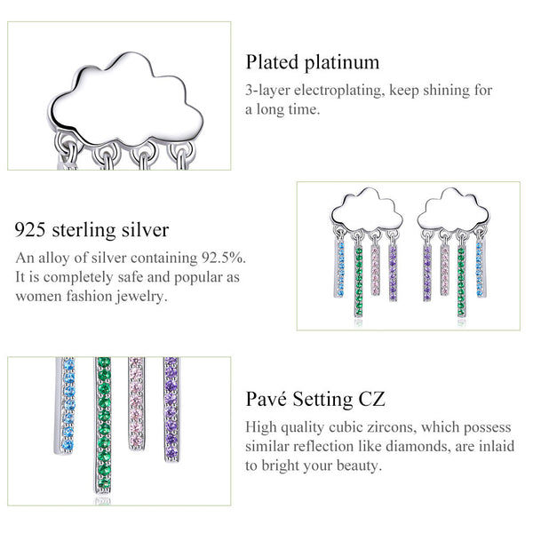 "Sylvory 925 Sterling Silver Prismatic Cloud Dangle Earring"