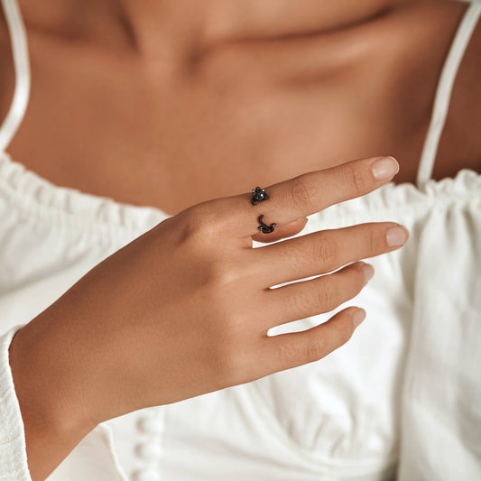 "Sylvory 925 Sterling Silver Purrfection Cat Ring"