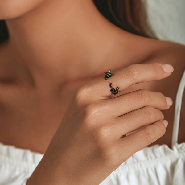 "Sylvory 925 Sterling Silver Purrfection Cat Ring"