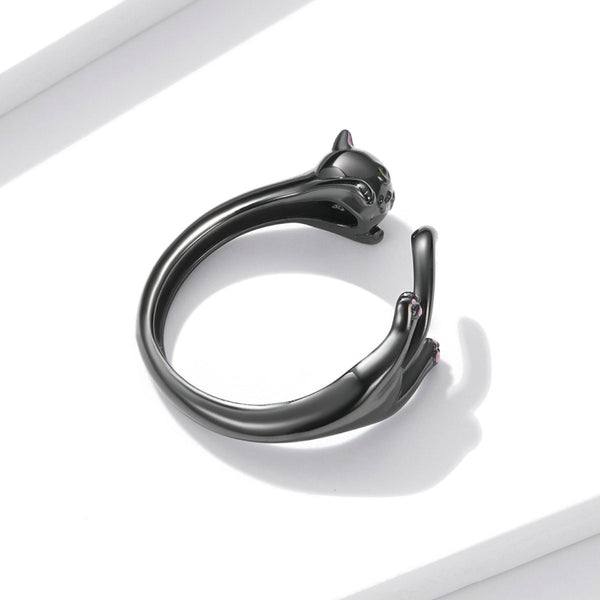 "Sylvory 925 Sterling Silver Purrfection Cat Ring"